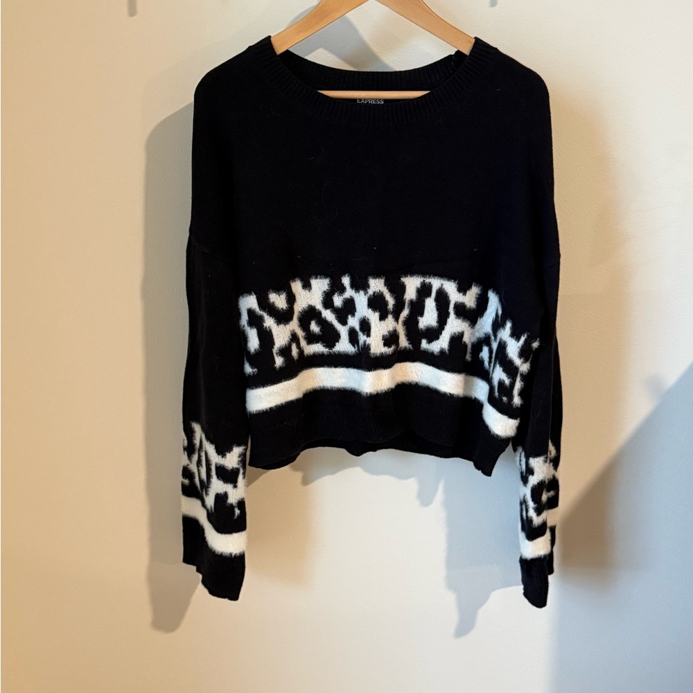 Express Black and White Patterned Sweater